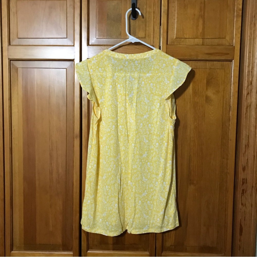 Loft Yellow Flutter Sleeve V-Neck Top - Picture 2 of 3